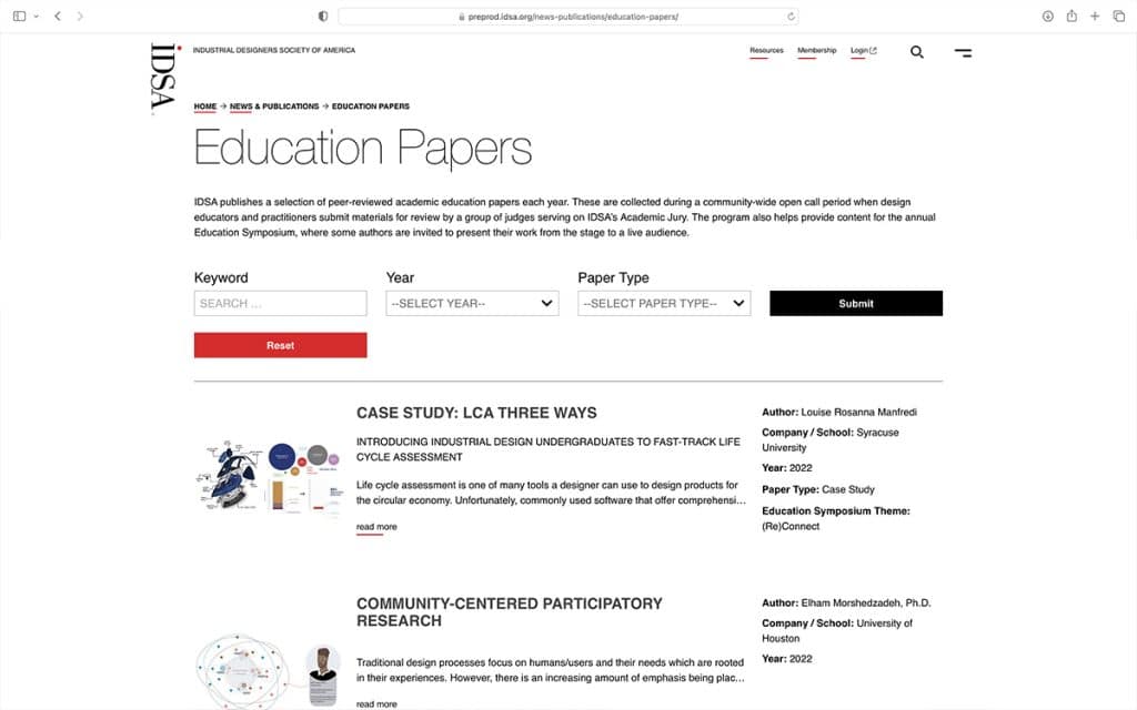 IDSA.org education paper archive screenshot
